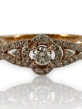 LeVian 14kt Rose Gold and Natural Diamonds Wedding Engagement Ring Size 7